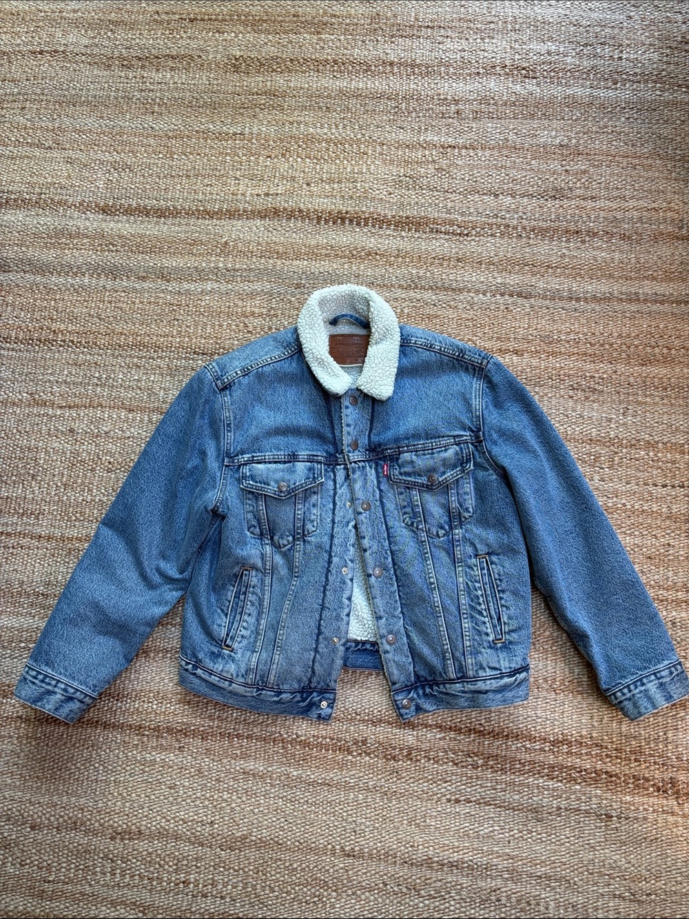 Levi's Denim Jacket with Cream Sherpa Collar - Blue